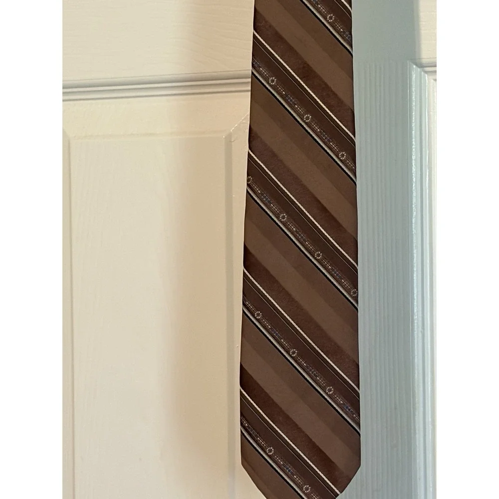 Andurst Custom Men's Neck Tie, Brown Stripes, Rust, Dacron Polyester Made in USA